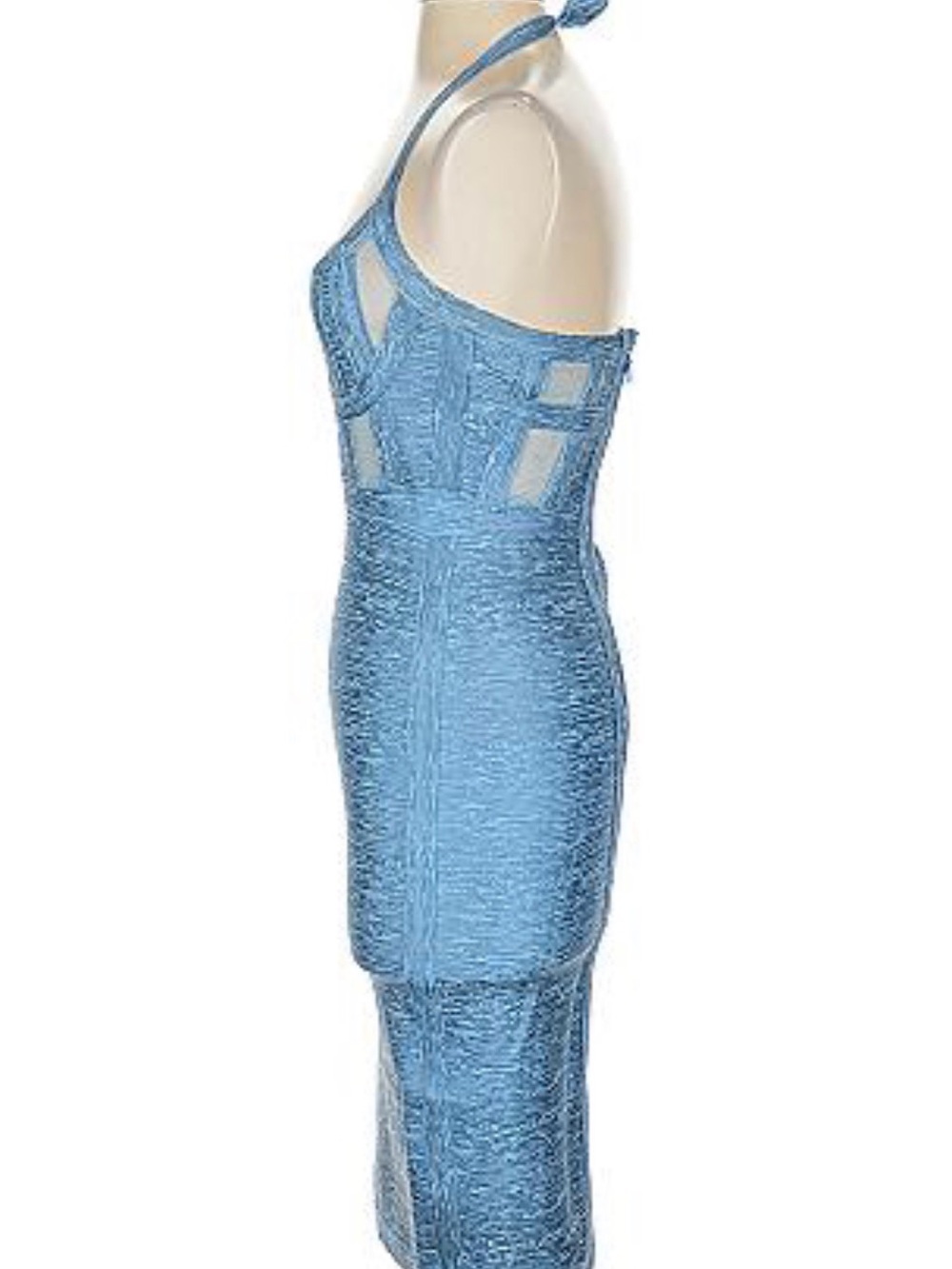 Light Blue Halter Bodycon Dress - Picture 3 of 4